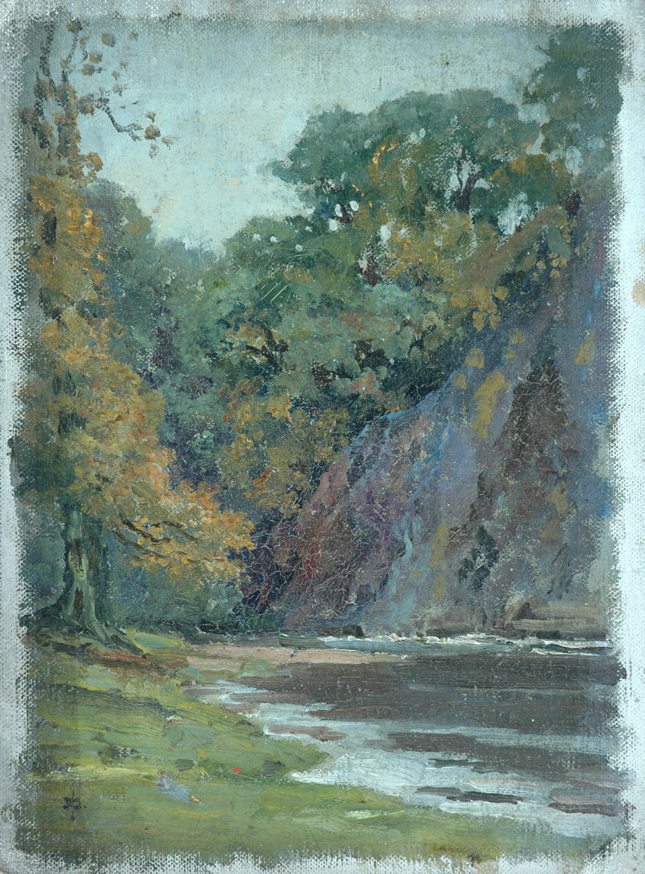 Bolton Abbey (öljy venyttämättömälle kankaalle) tekijältä Arnold Priestman
