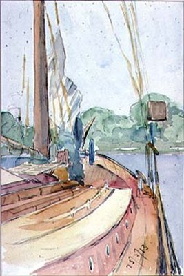 Hollantilaisen huviveneen kansi, 1913 (wc paperilla) tekijältä Arnold 1867 1931 Bennett