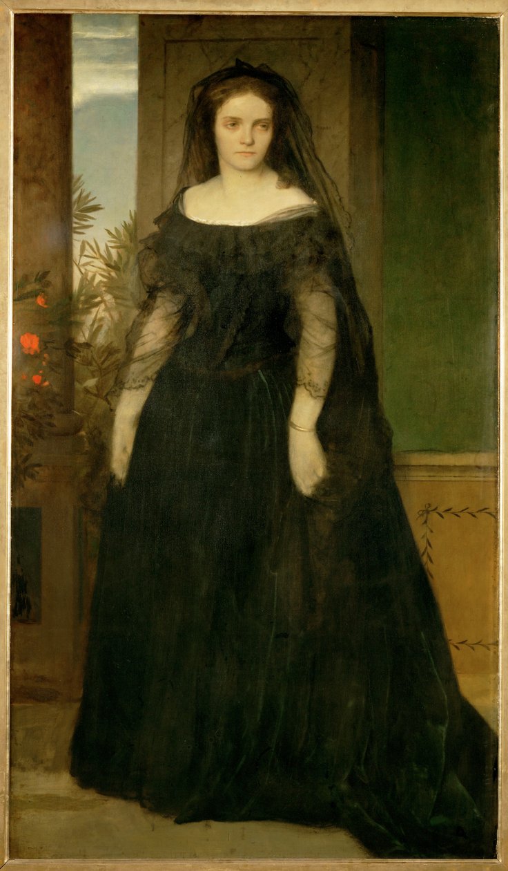 Bildnis der Schauspielerin Fanny Janauschek - Muotokuva näyttelijä Fanny Janauschekista ... (maalaus kankaalle) tekijältä Arnold Böcklin