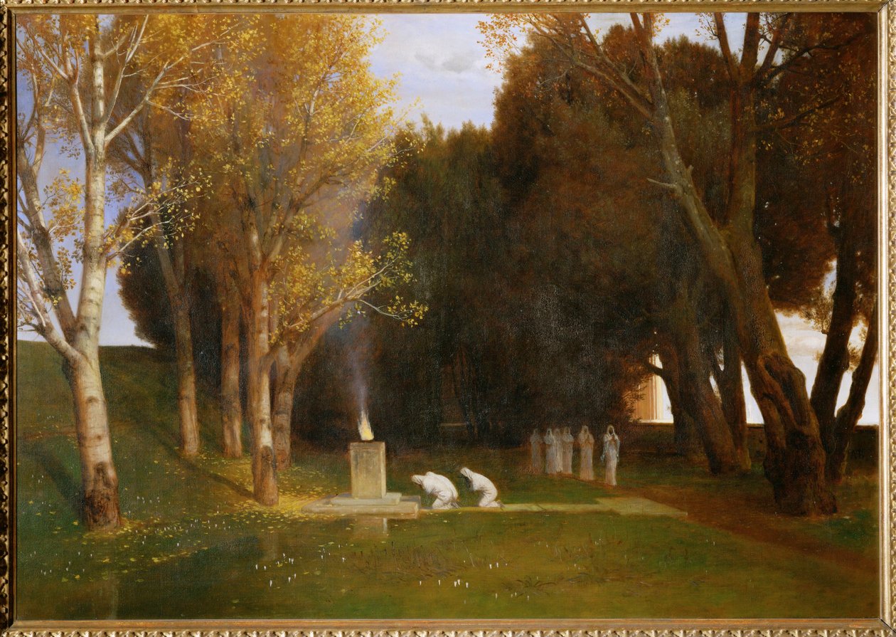 Heiliger Hain - Pyhä metsä ... (maalaus kankaalle) tekijältä Arnold Böcklin
