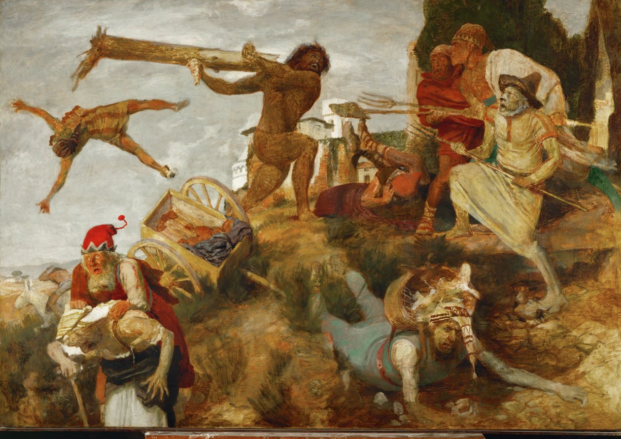 Orlandon taistelu maantierosvoja vastaan ... tekijältä Arnold Böcklin