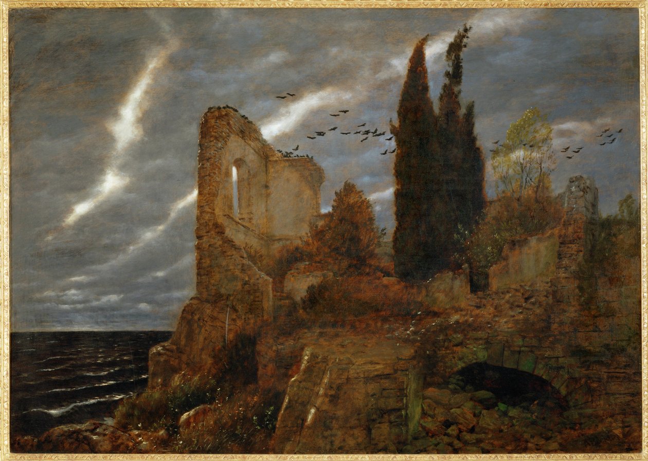 Ruine am Meer - Raunio meren rannalla ... (maalaus kankaalle) tekijältä Arnold Böcklin