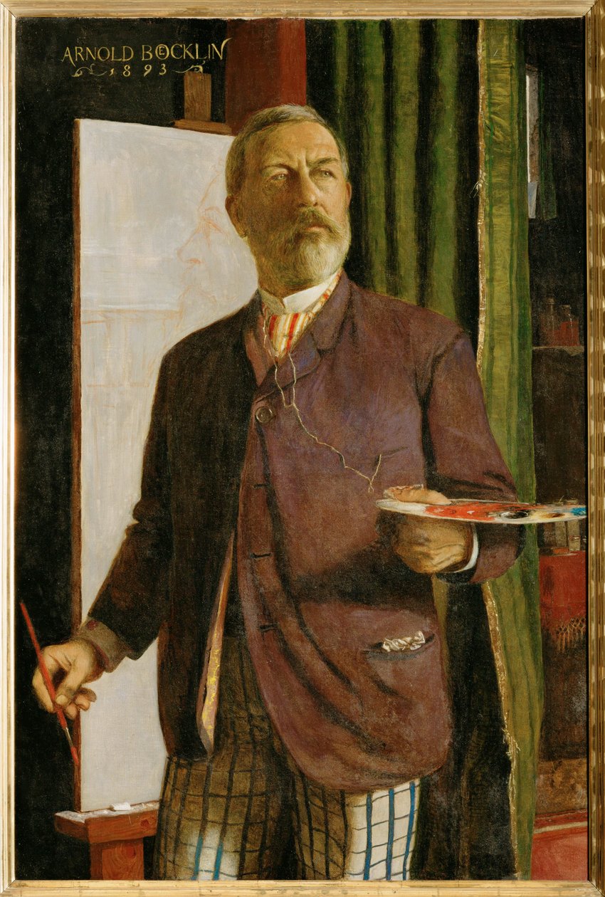 Selbstportrait im Studio - Omakuva studiossaan ... (maalaus kankaalle) tekijältä Arnold Böcklin