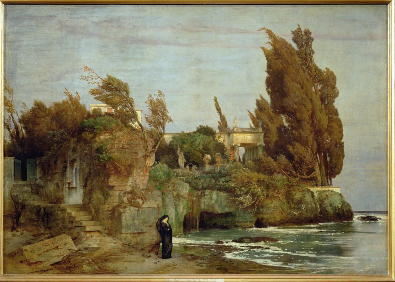Villa am Meer - Villa meren rannalla, toinen versio ... (maalaus kankaalle) tekijältä Arnold Böcklin