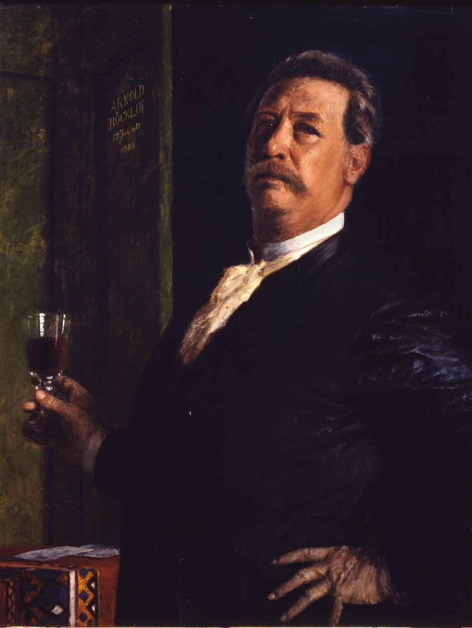 Omakuva viinilasilla tekijältä Arnold Böcklin