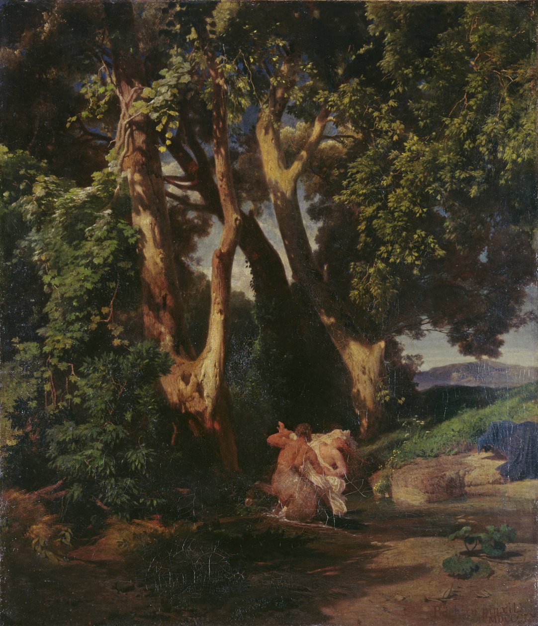 Metsänreuna, jossa on kentauri ja nymfi tekijältä Arnold Böcklin