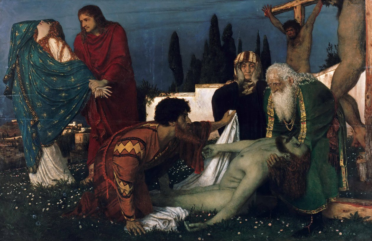 Saksan kieli: Beweinung unter dem Kreuz The Deposition






















" tekijältä Arnold Böcklin