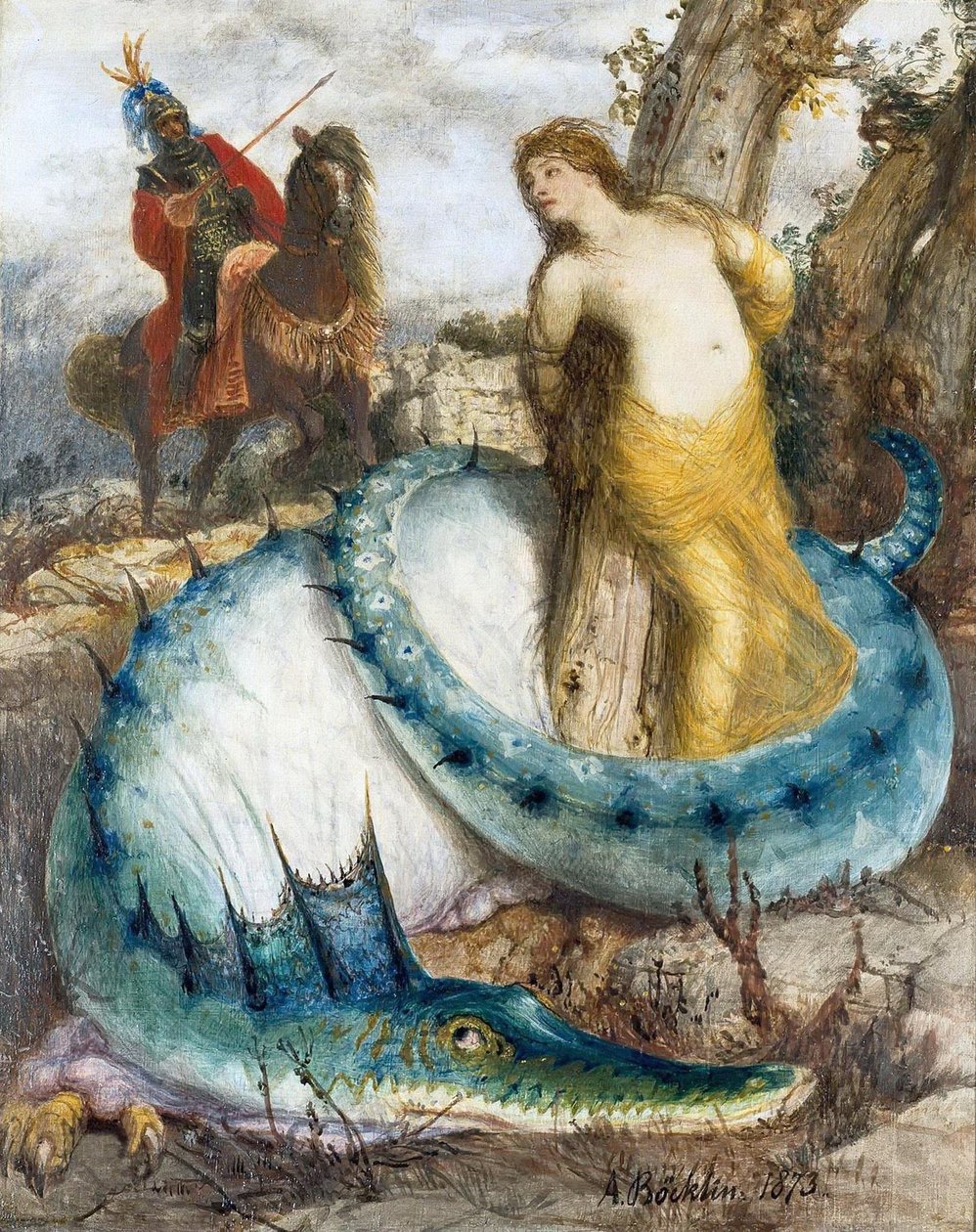 Saksan kieli:  Ruggiero ja Angelica Ruggiero ja Angelica tekijältä Arnold Böcklin