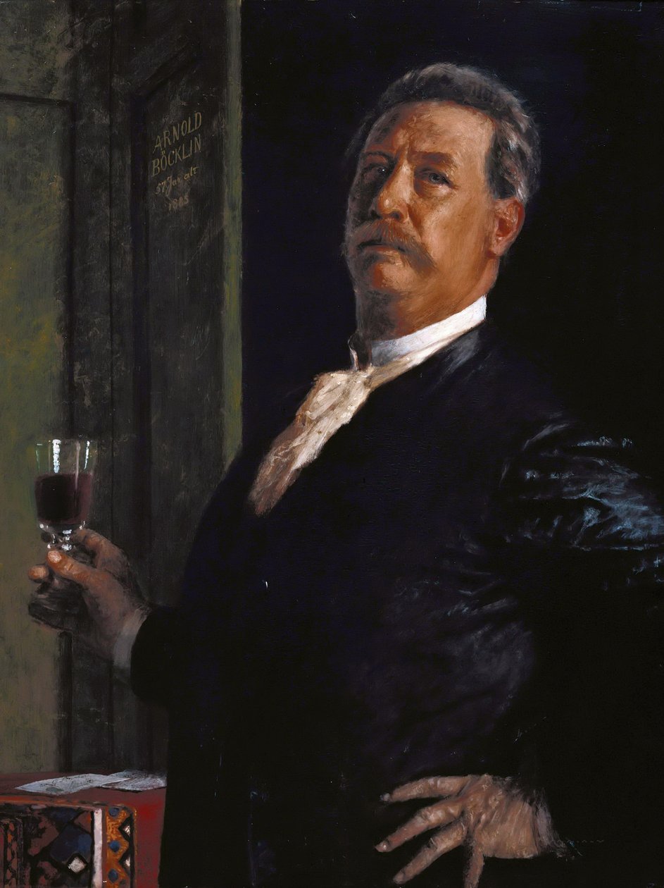 Omakuva viinilasilla, 1885. tekijältä Arnold Böcklin
