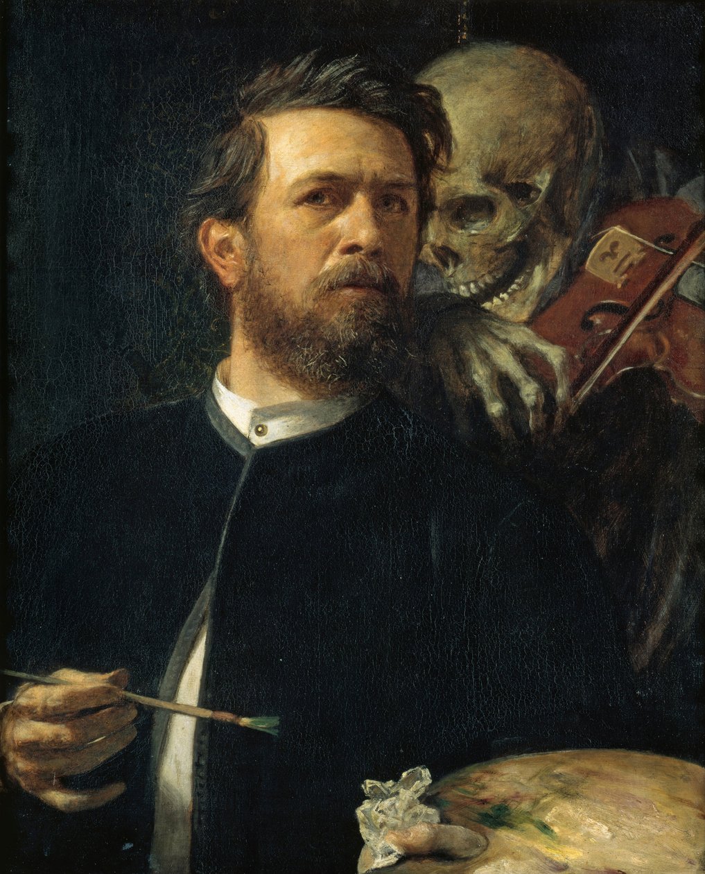 Omakuva, jossa Kuolema soittaa viulua, 1872 tekijältä Arnold Böcklin