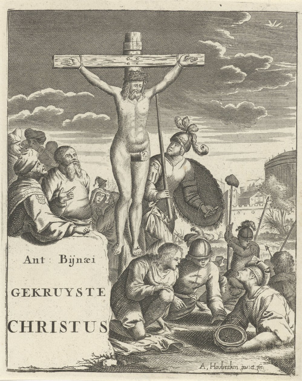 Kristus ristillä Nimisivu: A. Bynaeus, Kristus ristiinnaulittu, 1725 tekijältä Arnold Houbraken