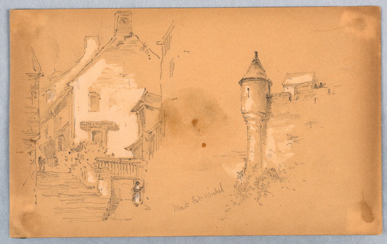 Kaksi luonnosta Mont. St. Michel tekijältä Arnold William Brunner