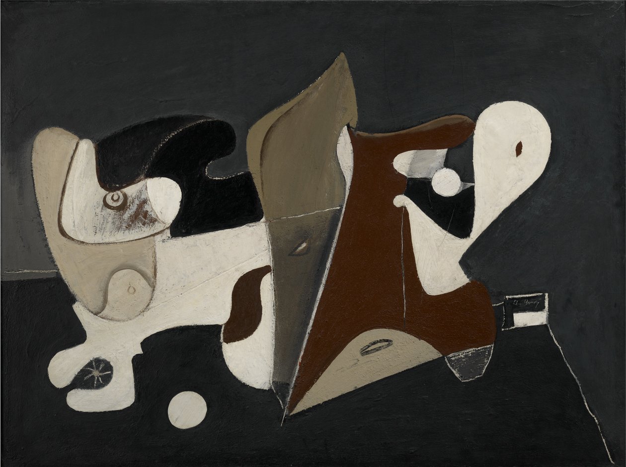Nighttime, Enigma and Nostalgia, c.1933-34 (óleo sobre tela montado em painel) finlandês tekijältä Arshile Gorky