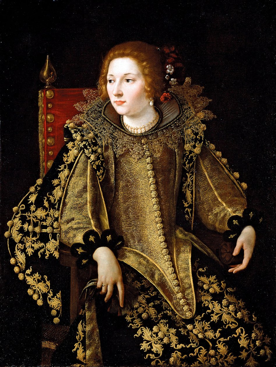 Istuvan naisen muotokuva (mahdollisesti Caterina Savelli) n. 1620 tekijältä Artemisia Gentileschi