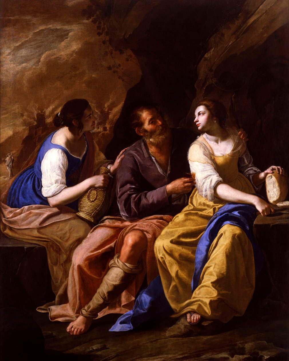 Italialainen:  Lot ja hänen tyttärensä. tekijältä Artemisia Gentileschi
