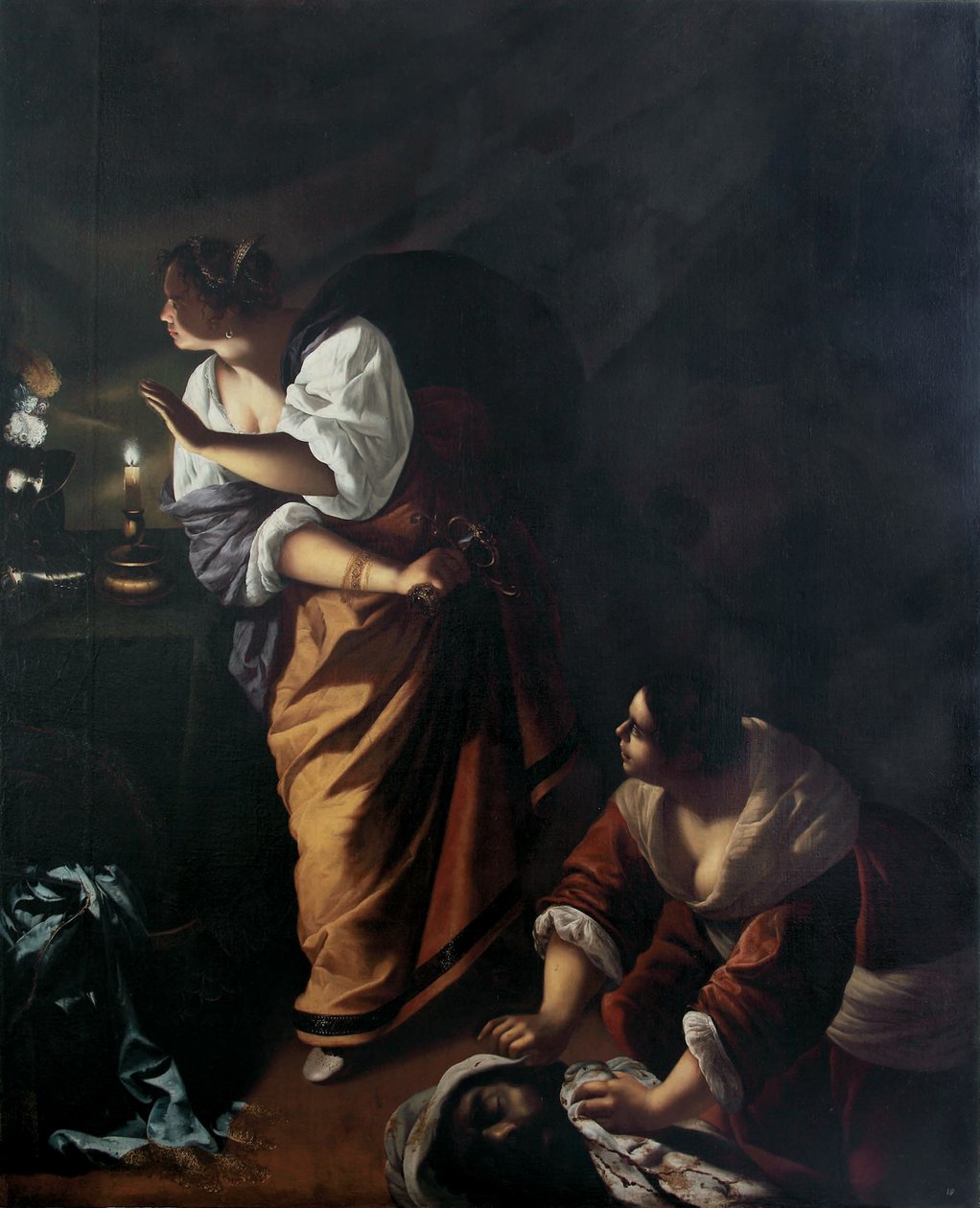 Judith ja hänen piika Abra Holofernesin pään kanssa, n. 1647-1648 tekijältä Artemisia Gentileschi