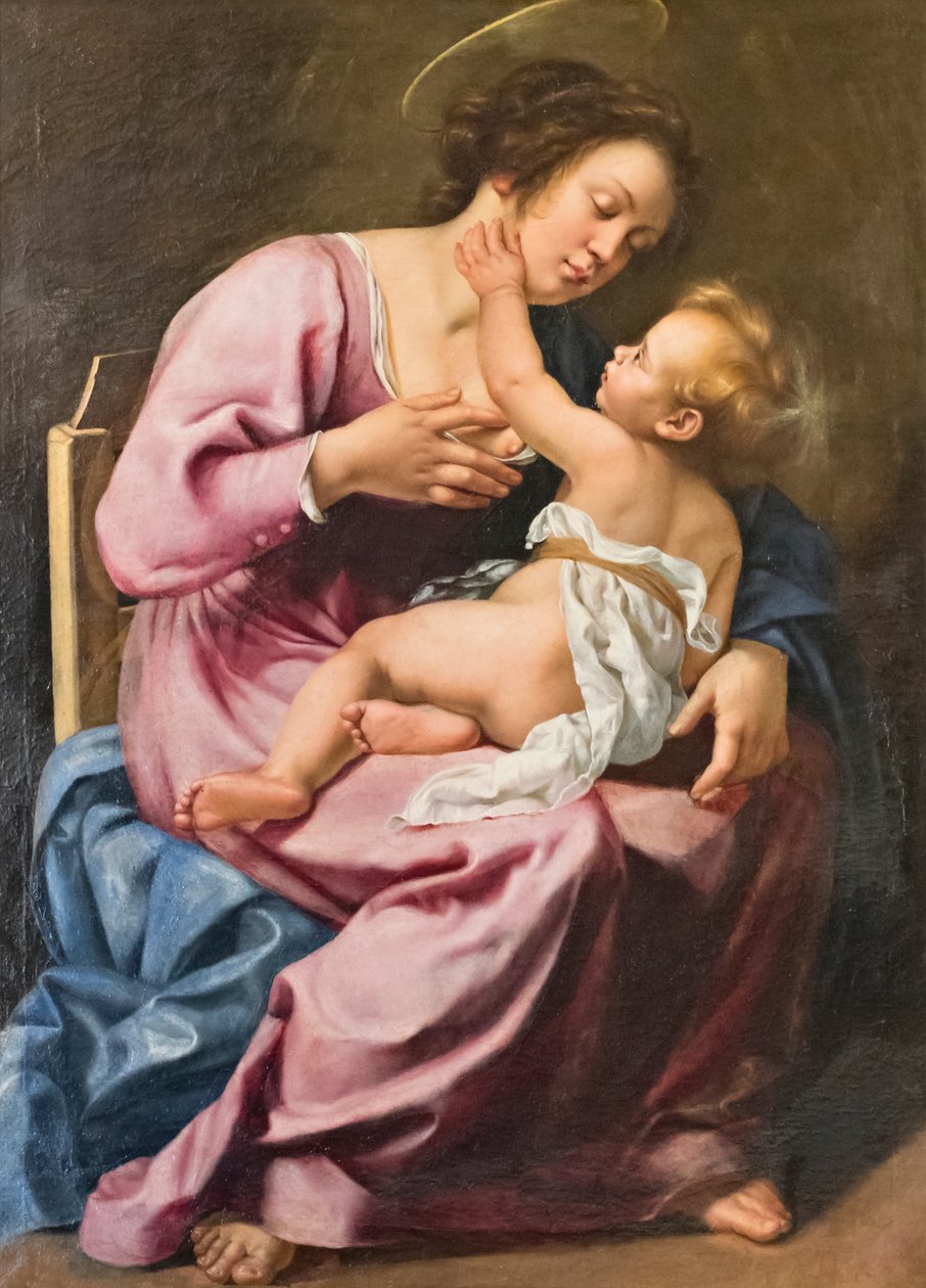 Madonna imettää Jeesus-vauvaa tekijältä Artemisia Gentileschi