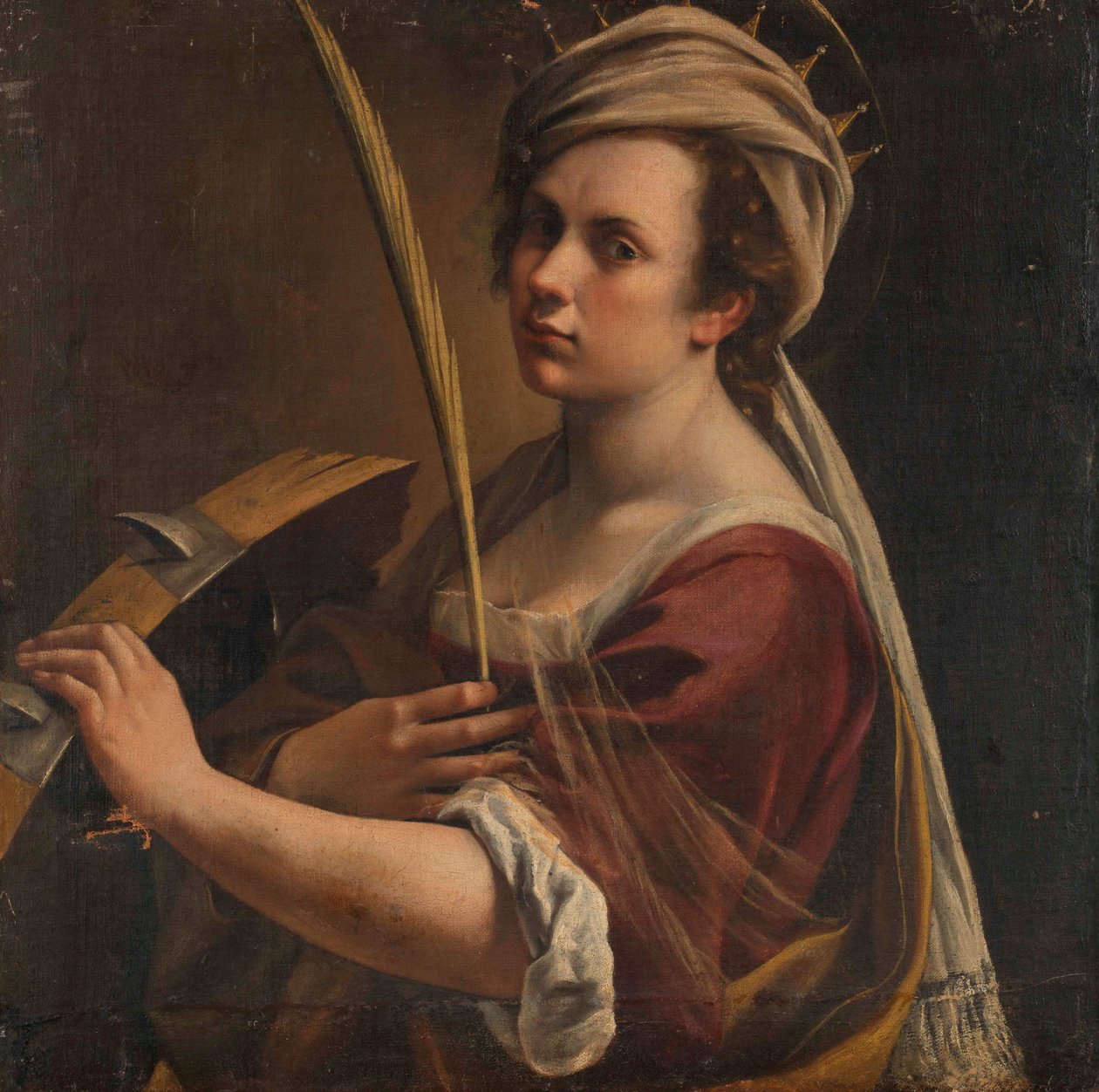 Omakuva Pyhänä Katariina Aleksandrialaisena, n. 1616 (öljy kankaalle) tekijältä Artemisia Gentileschi