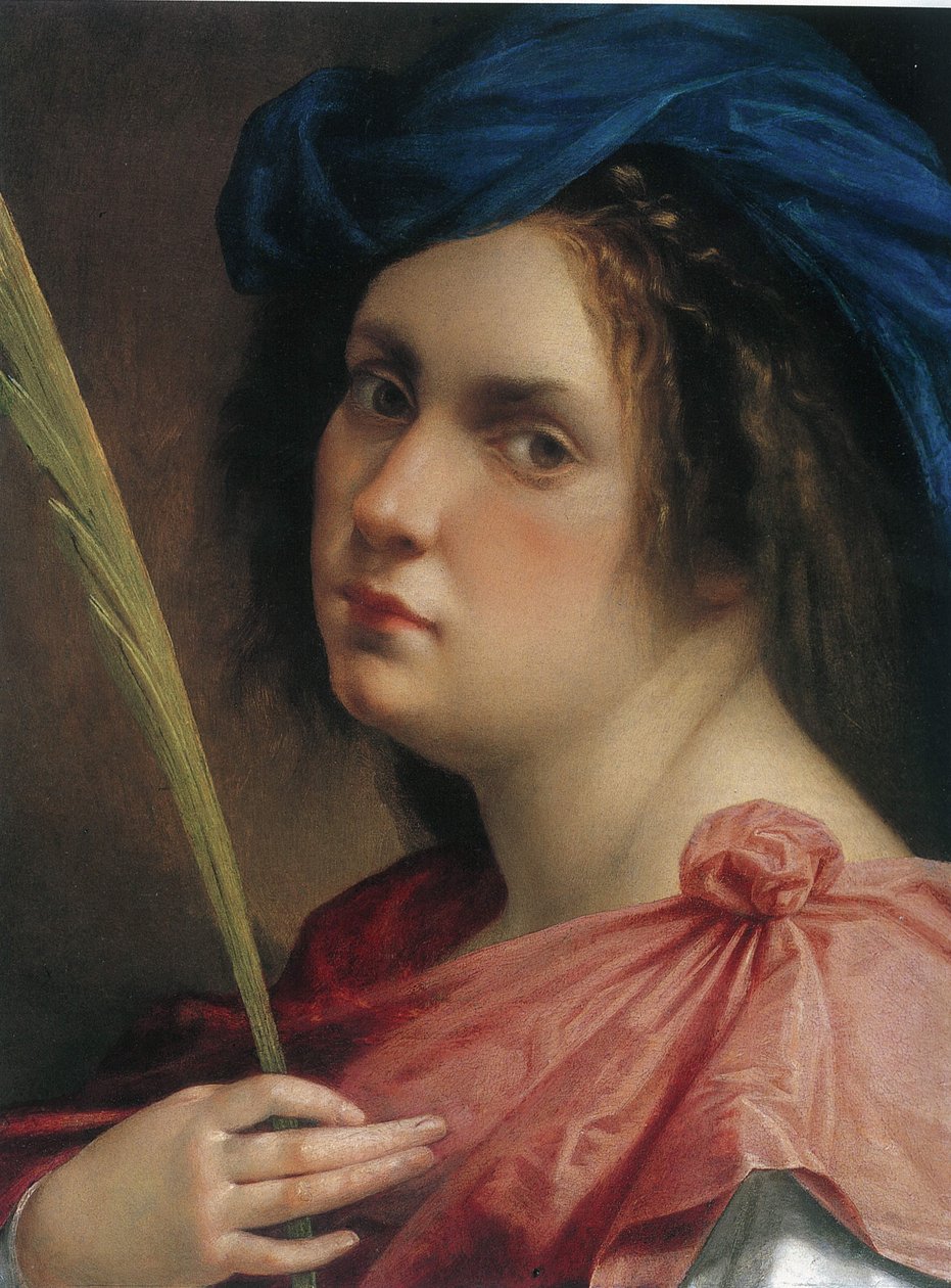 Omakuva Pyhänä Katariina Aleksandrialaisena, n. 1618. tekijältä Artemisia Gentileschi