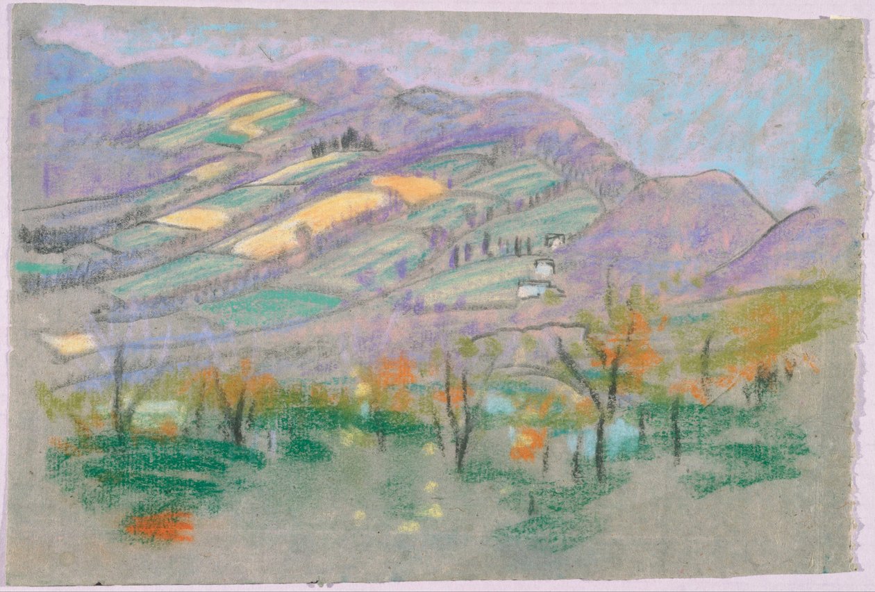Maisema violetilla vuorilla tekijältä Arthur Bowen Davies