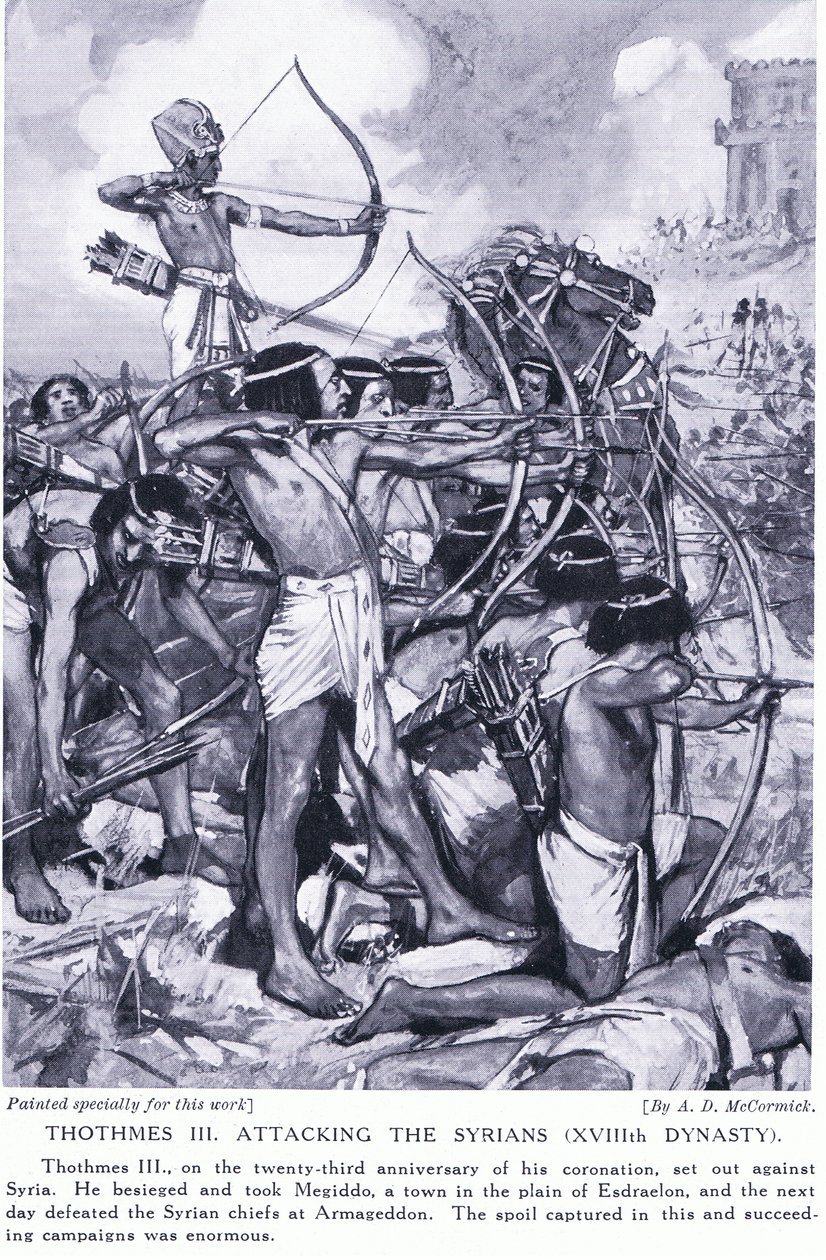 Thomthes III hyökkää syyrialaisten kimppuun (XVIII dynastia), noin 1920. tekijältä Arthur David McCormick