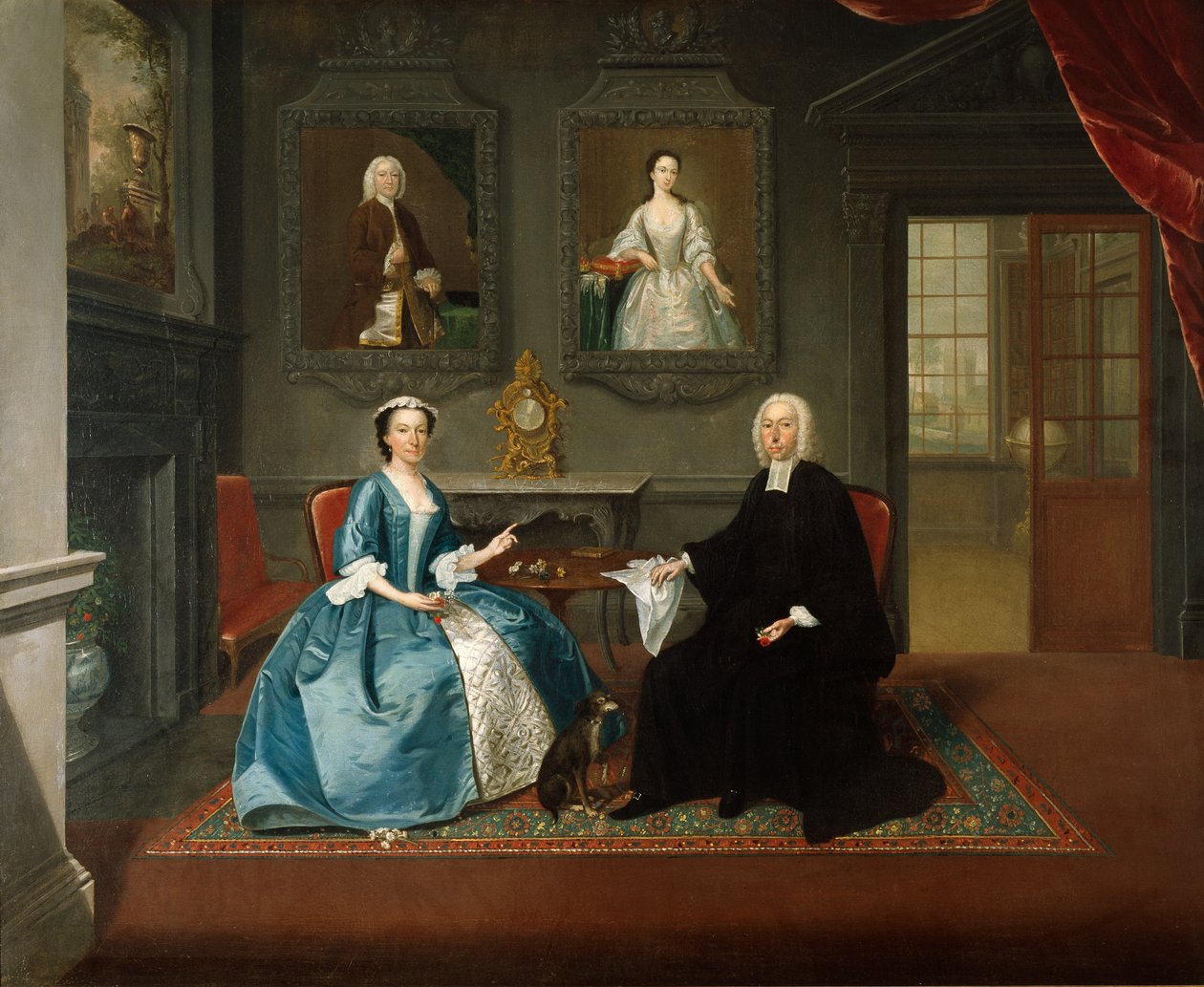 Pastori Streynsham Master ja hänen vaimonsa, Margaret of Croston, Lancashire, 1743-44 tekijältä Arthur Devis