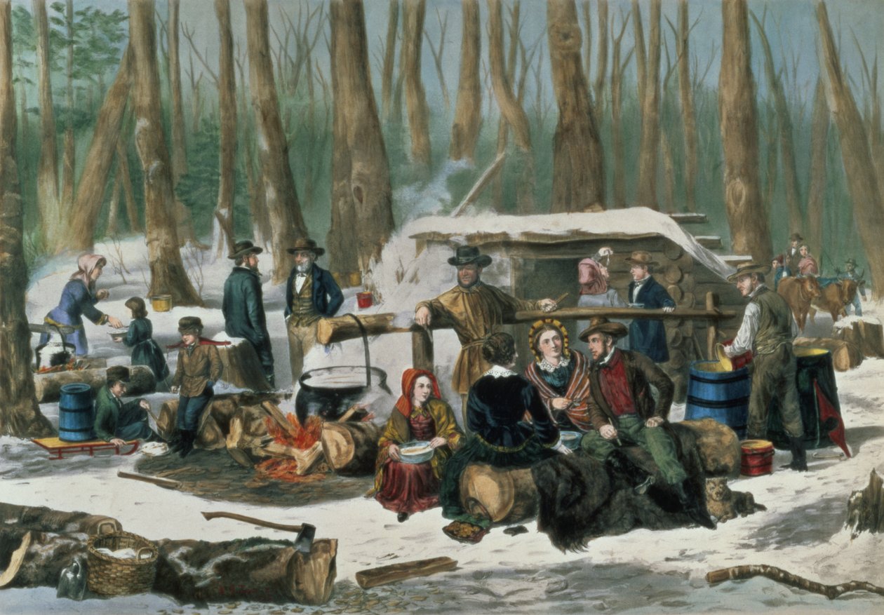 American Forest Scene, kaiverrus Nathaniel Currier (1813-1888) 1856 tekijältä Arthur Fitzwilliam Tait