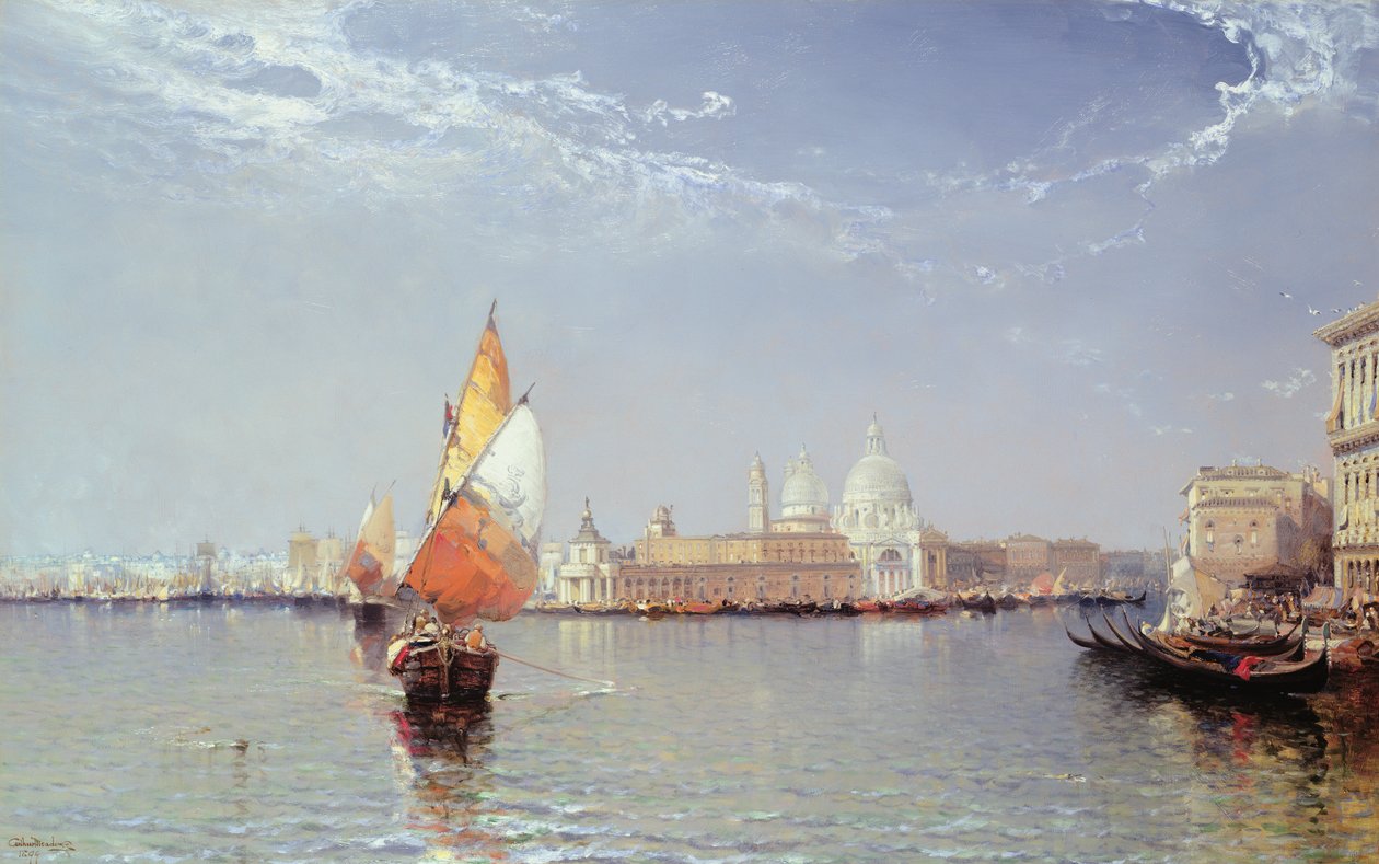 Venetian Canal Scene tervehdys etäisyydellä tekijältä Arthur Joseph Meadows