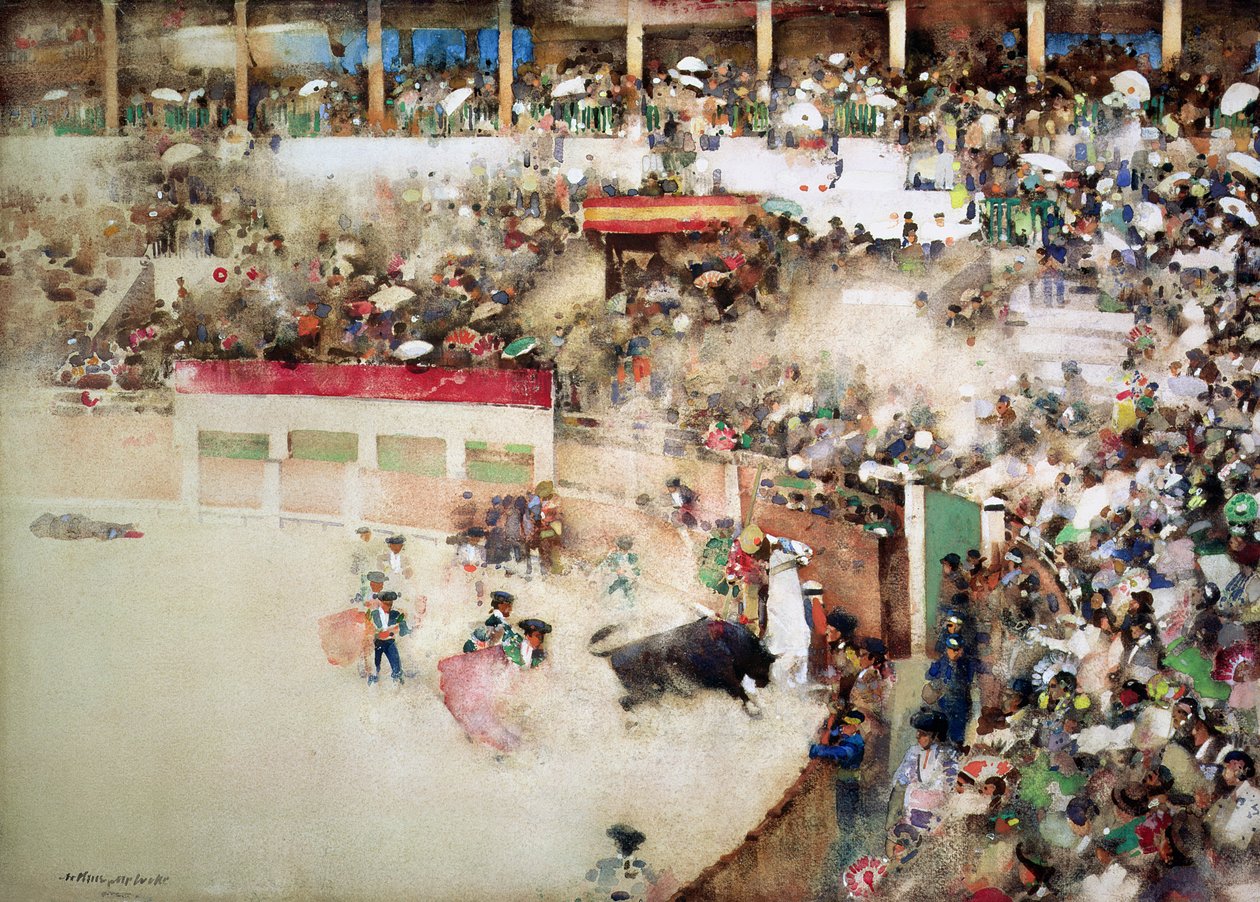 Pikku härkätaistelu. "Bravo Toro", Sevilla, 1894 tekijältä Arthur Melville