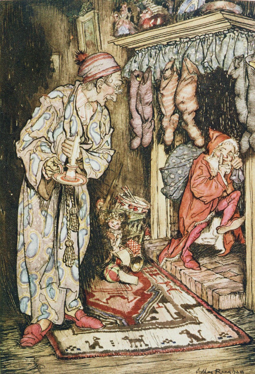 Joulukuvituksia Clement C. Mooren teoksesta "Yö ennen joulua", 1931 tekijältä Arthur Rackham