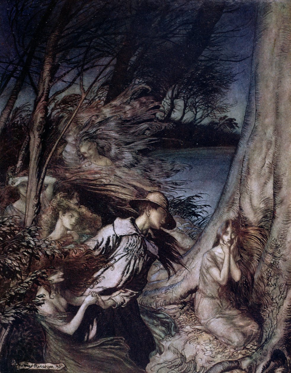 Keijukuvitus, 1912 (värilitho) tekijältä Arthur Rackham
