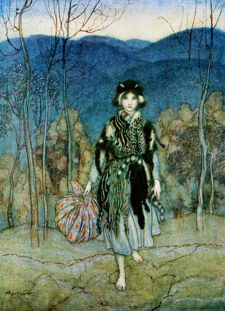 Kuvitus tarinaan Catskin, F.A. Steelin uudelleen kertomassa Englannin saduista, 1927 tekijältä Arthur Rackham