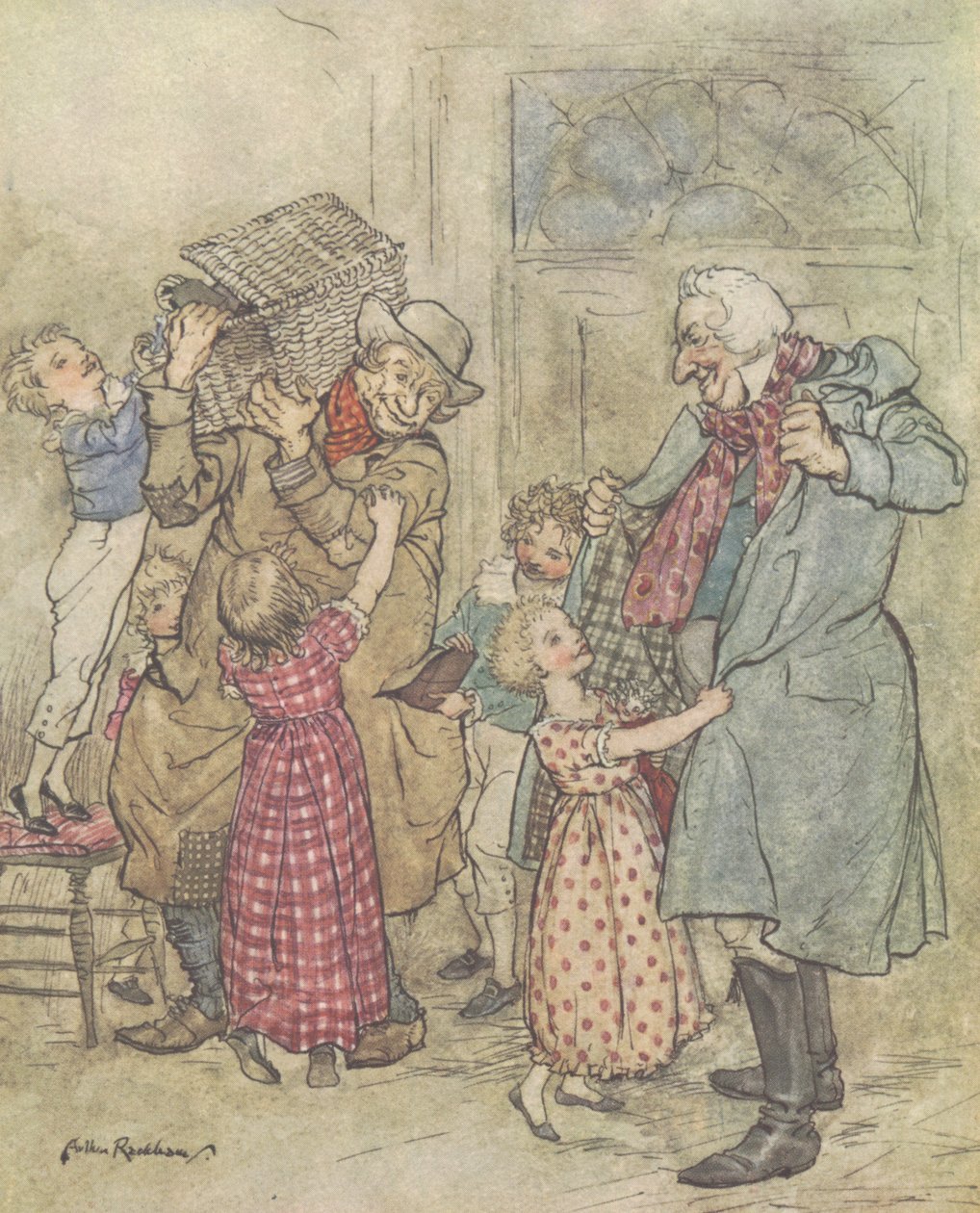 Leluilla ja lahjoilla kuormitettuna, 1915 tekijältä Arthur Rackham