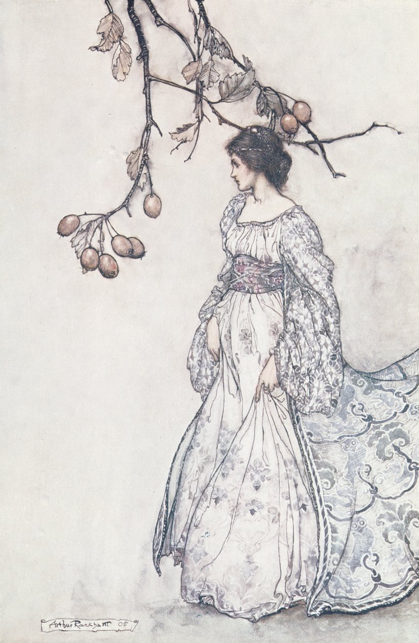 Todella epätanssin näköinen, J. M. Barrien teoksesta "Peter Pan Kensington Gardensissa", 1906 tekijältä Arthur Rackham