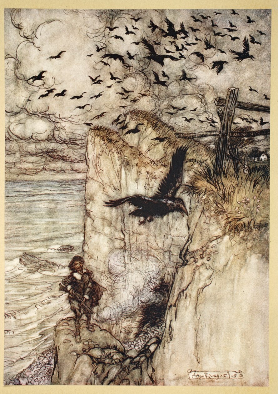 ..Russet-patteroidut niskut, monet lajittelevat, Nousee ja kaataa aseen raporttia, kuvitus William Shakespearen "Kesäyön unelmasta", 1908 tekijältä Arthur Rackham