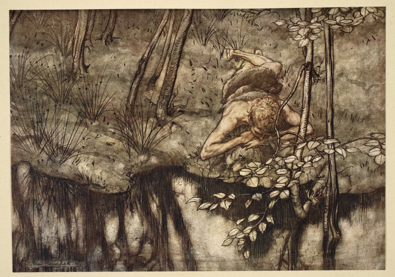 Siegfried näkee itsensä virrassa, kuvitus teoksesta 