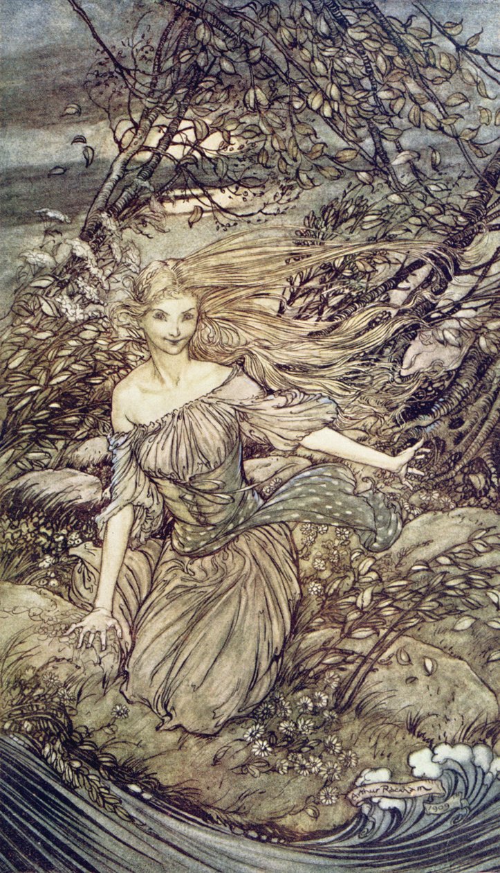Undine, kuvitus paroni Friedrich de la Motte Fouquen (1777-1843) kirjasta 1909 tekijältä Arthur Rackham