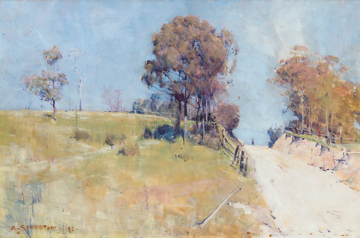 Auringonvalo (leikkaus kuumalla tiellä) tekijältä Arthur Streeton