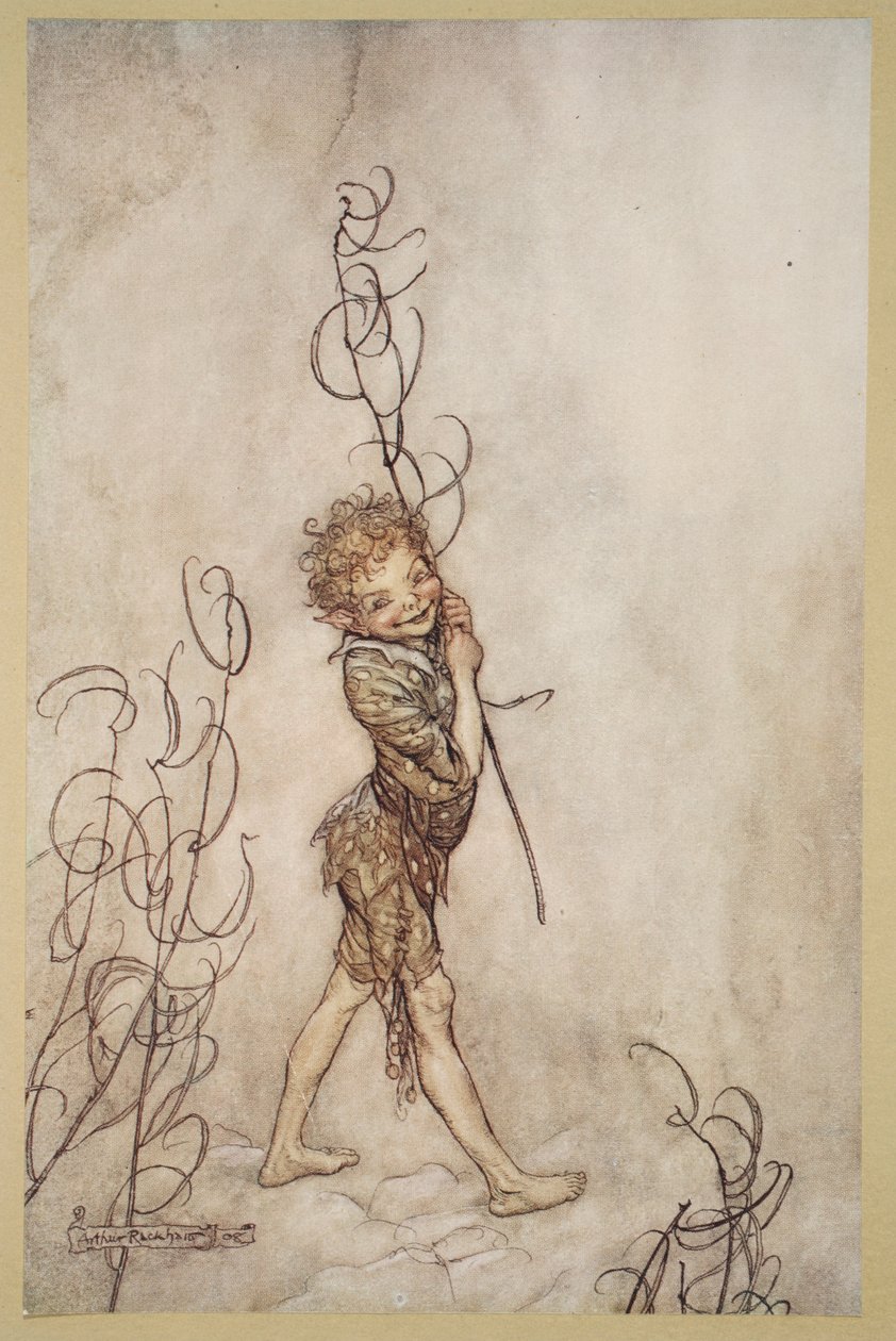 Herra, mitä tyhmiä nämä kuolevaiset ovat!, kuvitus William Shakespearen "kesäyön unelmasta" tekijältä Arthur (after) Rackham