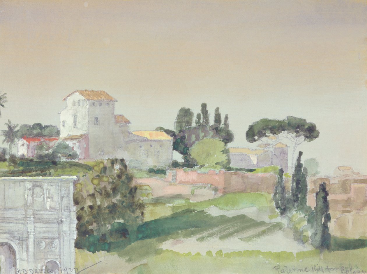 Palatine Hill Colosseumista, 1927 (wc paperilla) tekijältä Arthur Bowen Davies
