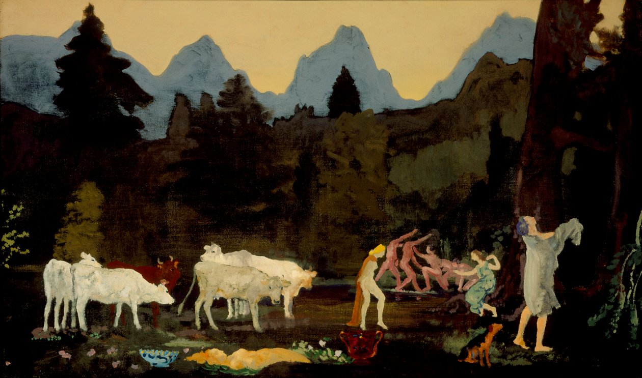 Pastoraalinen Dells ja Peaks, n.1908-11 tekijältä Arthur Bowen Davies