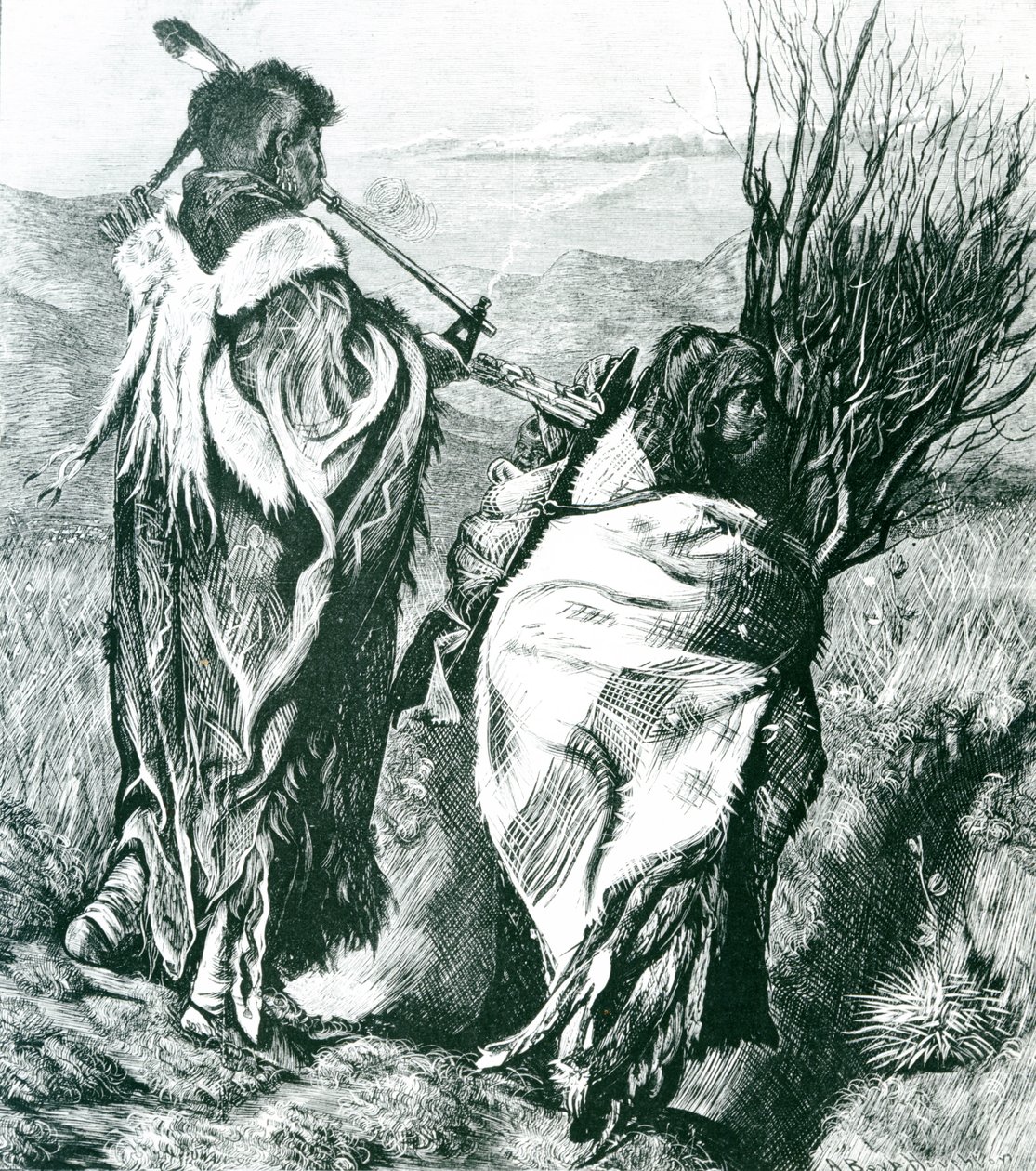 Hiawatha ja Minne-Ha-Ha, kaiverrus Joseph Swain (1820-1909) 1870 (kaiverrus) (m/w kuva) tekijältä Arthur Boyd (after) Houghton