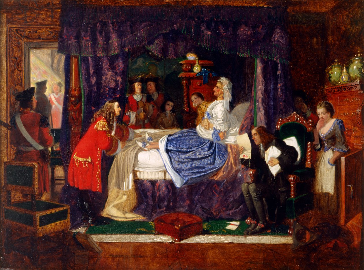 Cena do leito de morte (óleo sobre tela) finlandês tekijältä Arthur Boyd Houghton