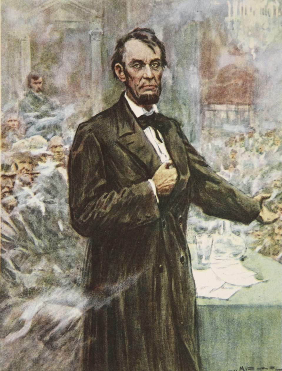 Abraham Lincoln, suuri vapauttaja, kuvitus teoksesta This Country of Ours, The Story of the United States, kirjoittaja H.E. Marshall tekijältä Arthur C. (after) Michael