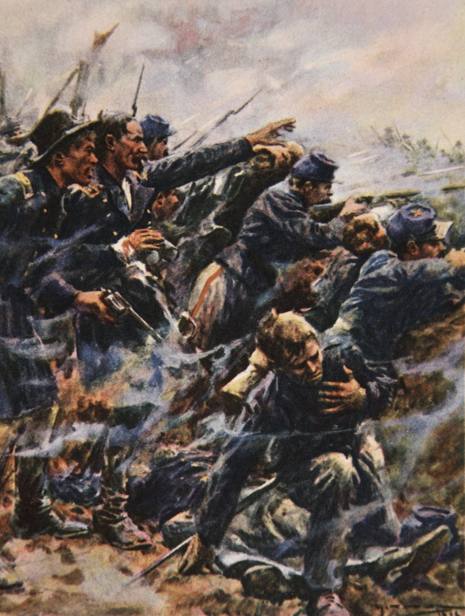 High Tide at Gettysburg, kuvitus teoksesta This Country of Ours, The Story of the United States, kirjoittaja H.E. Marshall tekijältä Arthur C. (after) Michael