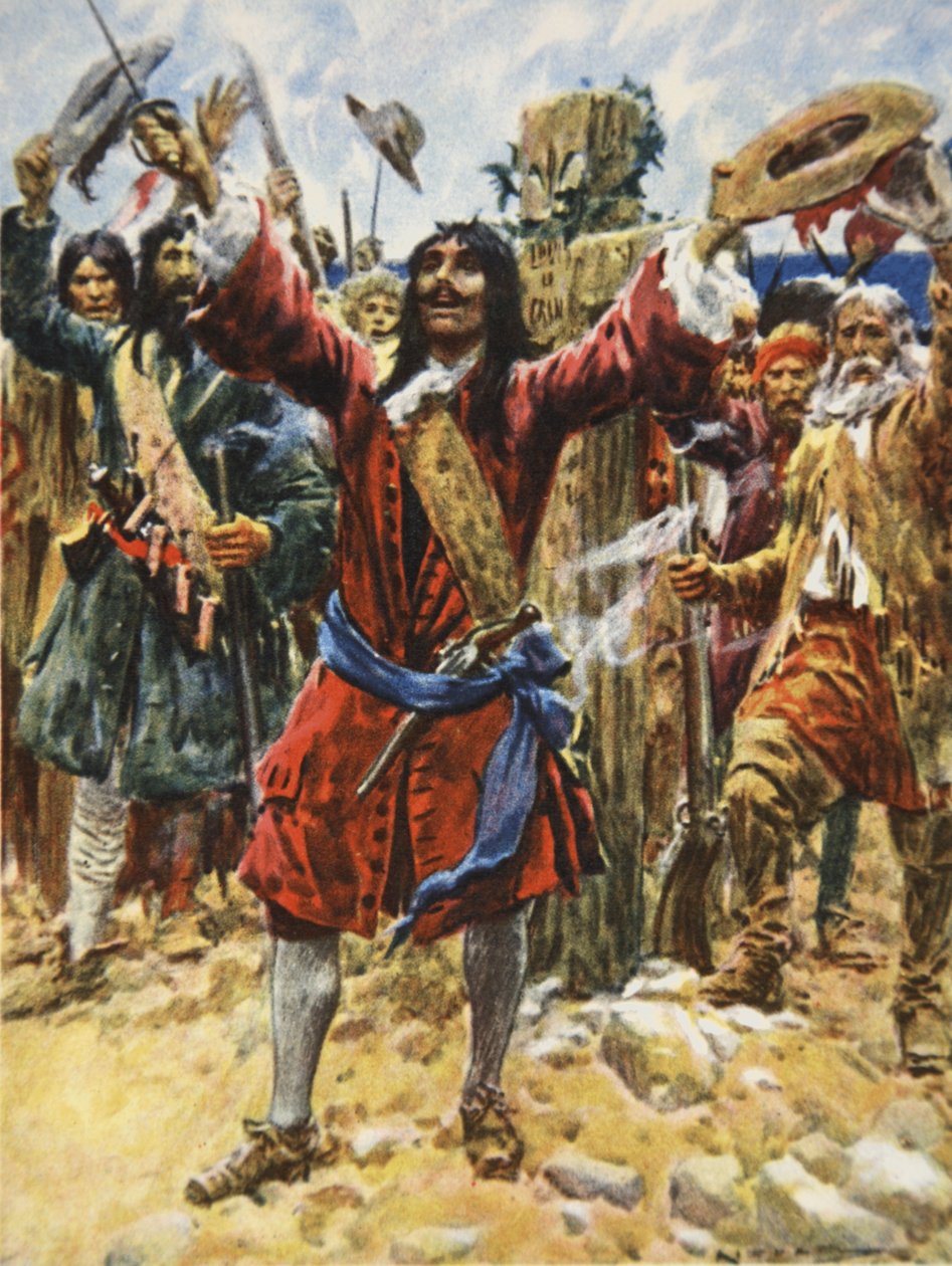 La Salle ottaa Louisianan haltuunsa, kuvitus teoksesta This Country of Ours, The Story of the United States, kirjoittaja H.E. Marshall tekijältä Arthur C. (after) Michael
