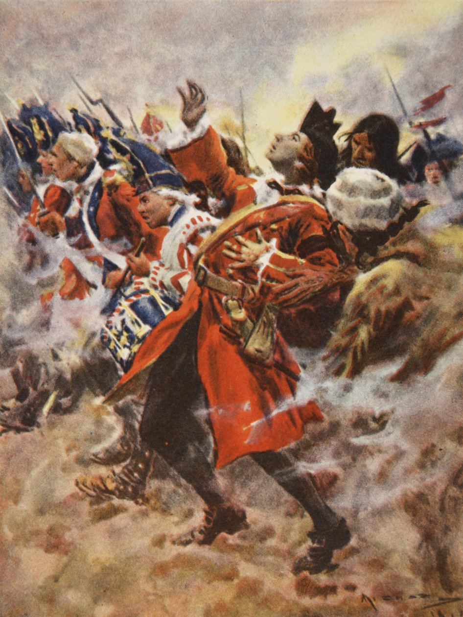 Wolfen kuolema, kuvitus teoksesta This Country of Ours, The Story of the United States, kirjoittaja H.E. Marshall tekijältä Arthur C. (after) Michael