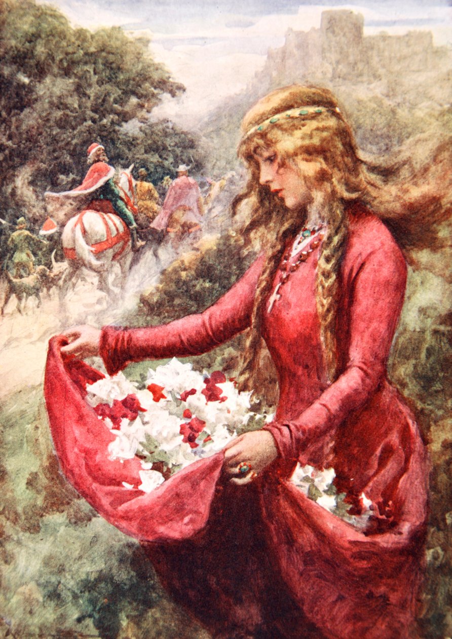 Pyhän Elisabetin ruusut (väri litho) tekijältä Arthur C. (after) Michael