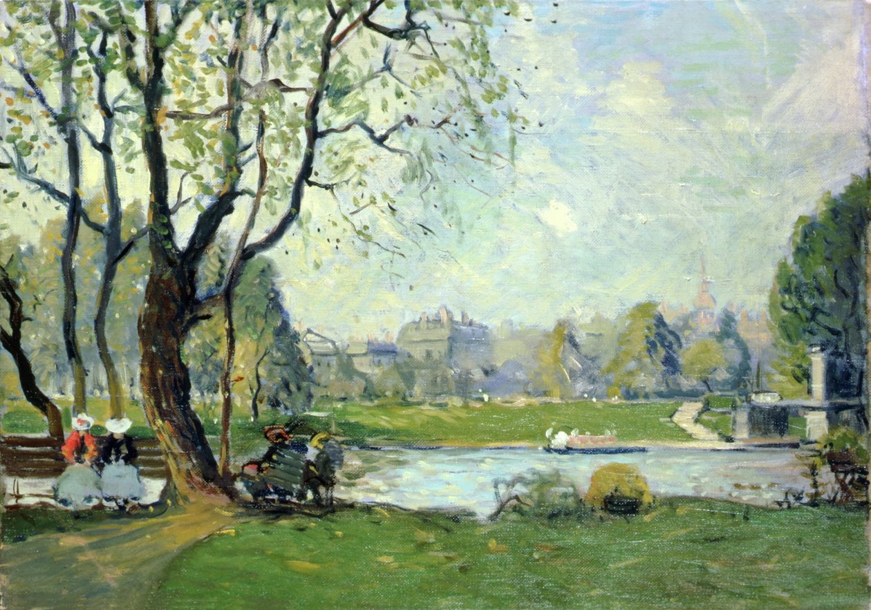 Bostonin julkinen puutarha keväällä (öljyä aluksella) tekijältä Arthur Clifton Goodwin