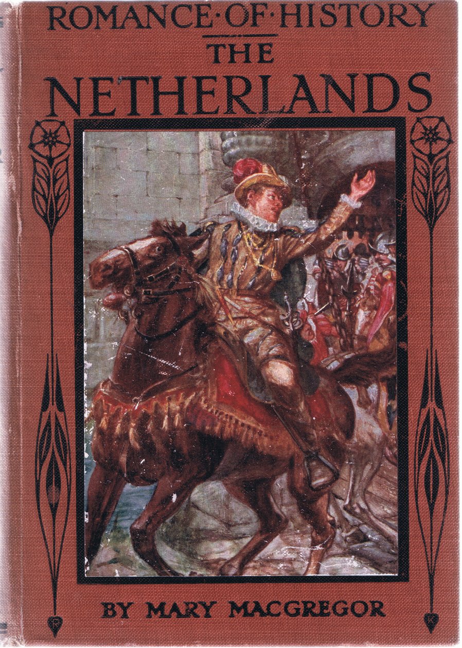 Etukannen suunnittelu, kuvitus aiheesta Romance of History: Alankomaat, 1920-luku tekijältä Arthur David McCormick